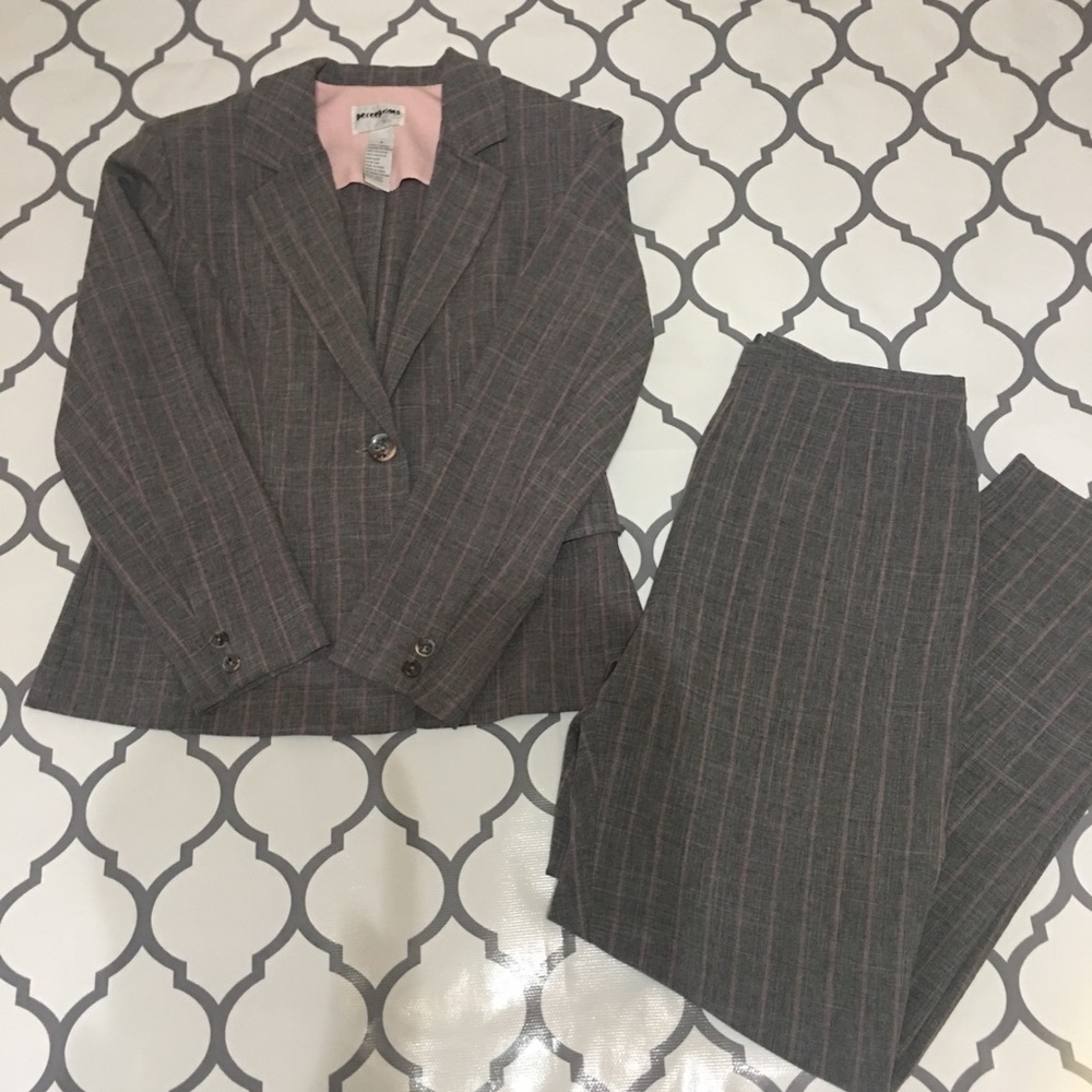 2-Piece Perceptions Career Pin Striped Pant Suit
